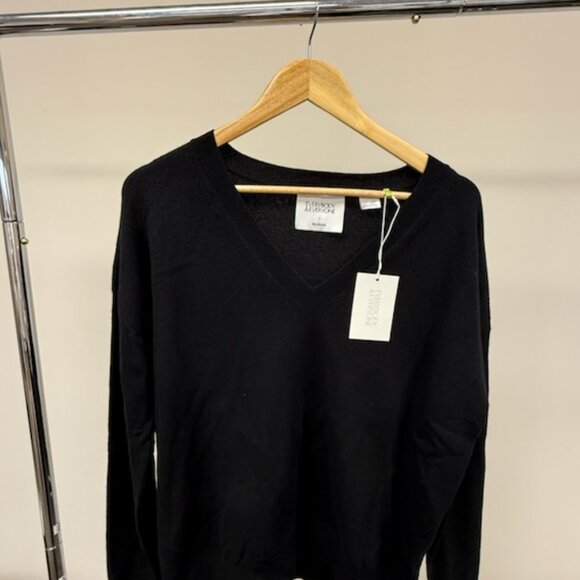 EVERYBODY & EVERYONE Cashmere/ Wool Blend V-Neck Sweater Size 10-12 Black - NWT - Picture 5 of 10
